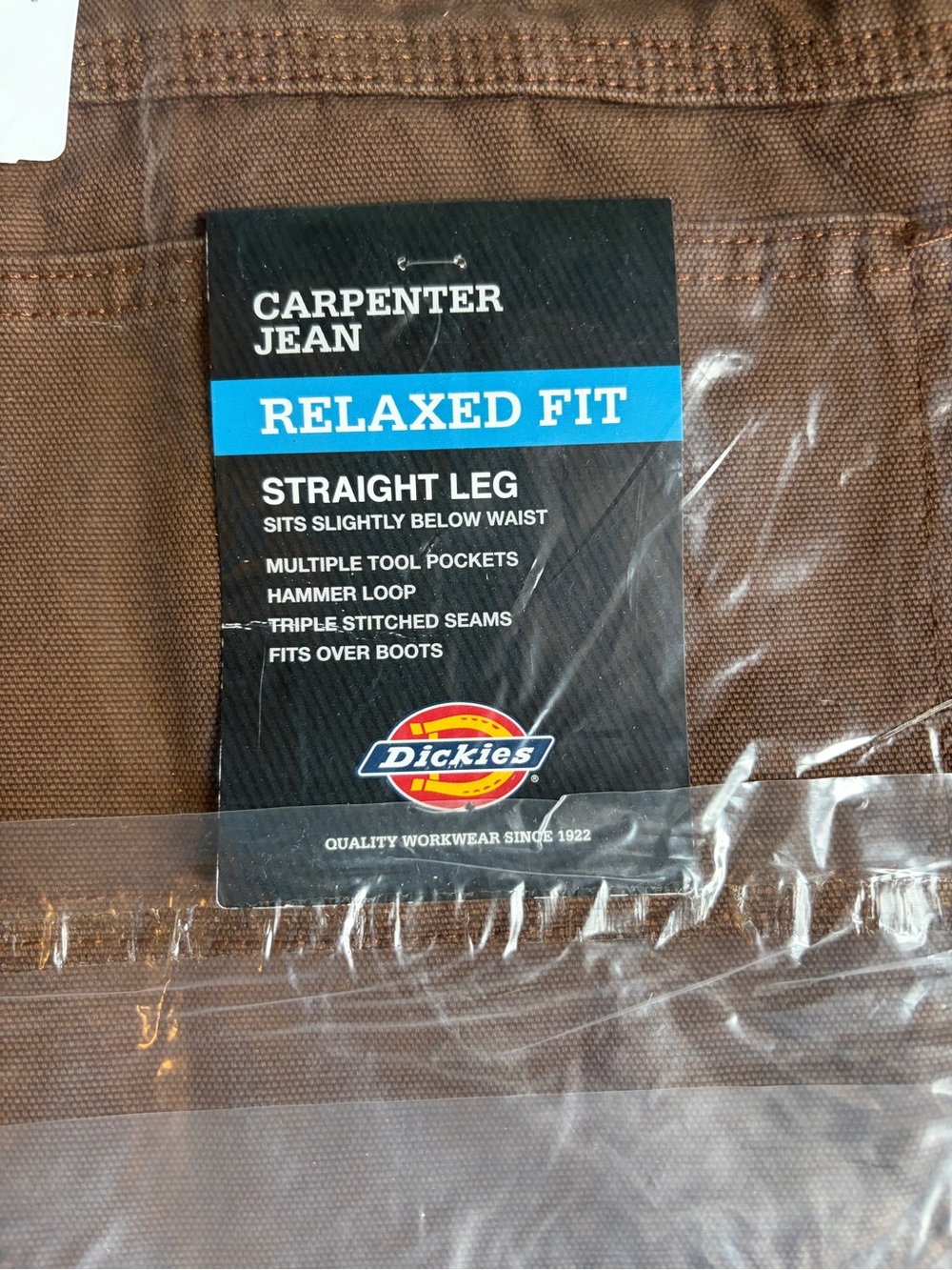 Mens Dickies Carpenter Jeans Relaxed Fit - Brown 38 x 32
